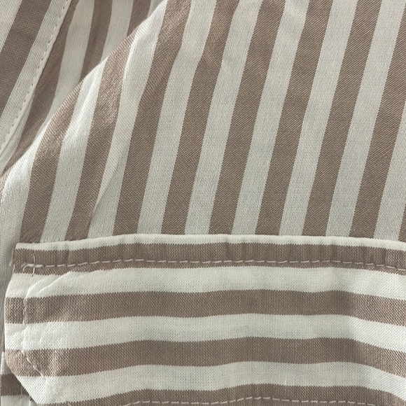 Taupe and White Striped Collared Tee - Picture 2 of 3